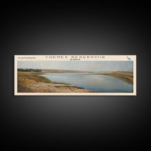 Cargar imagen en el visor de la galería, Cheney Reservoir Kansas Framed Canvas Print, Panoramic Lake House Decor, Wide Wall Art, Travel Poster, Rustic Lake Painting, Home Decor