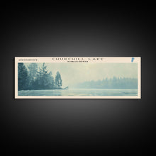Cargar imagen en el visor de la galería, Churchill Lake Framed Canvas Print, Panoramic Lake House Decor, Wide Wall Art, Travel Poster, Modern Lake Painting, Nature Art