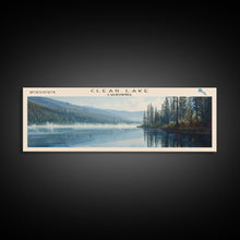 Cargar imagen en el visor de la galería, Clear Lake Framed Canvas Print, Lake House Art, Panoramic Wide Art, Travel Poster, Rustic Lake Painting, Home Decor