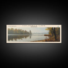 Cargar imagen en el visor de la galería, Columbus Lake Mississippi Framed Canvas Print, Panoramic Lake House Decor, Wide Wall Art, Travel Poster, Rustic Lake Painting, Nature Art