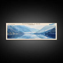 Load image into Gallery viewer, Donner Lake California Framed Canvas Print, Lake House Decor, Panoramic Wall Art, Travel Poster, Modern Lake Painting, Nature Art