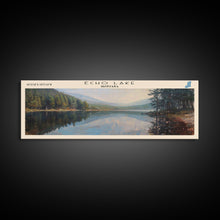 Load image into Gallery viewer, Echo Lake Montana Framed Canvas Print, Panoramic Lake House Decor, Wall Art, Travel Poster, Modern Lake Painting, Nature Art
