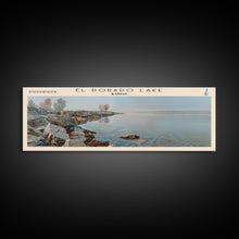 Load image into Gallery viewer, El Dorado Lake Kansas Framed Canvas Print, Lake House Decor, Panoramic Wall Art, Travel Poster, Rustic Lake Painting, Nature Art