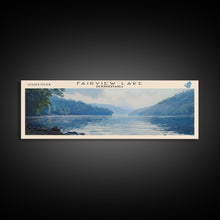 Cargar imagen en el visor de la galería, Fairview Lake Pennsylvania Framed Canvas Print, Lake House Decor, Panoramic Wall Art, Travel Poster, Rustic Lake Painting, Home Decor