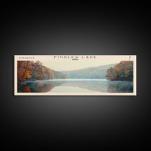 Cargar imagen en el visor de la galería, Findley Lake Ohio Framed Canvas Print, Lake House Art, Panoramic Travel Poster, Wall Art, Vibrant Lake Painting, Home Decor