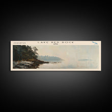 Load image into Gallery viewer, Lake Red Rock Iowa Framed Canvas Print, Lake House Decor, Panoramic Wall Art, Travel Poster, Beautiful Landscape Painting, Modern Art