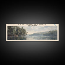 Load image into Gallery viewer, Lake Winnipesaukee Framed Canvas Print, Lake House Decor, Panoramic Wall Art, Travel Poster, Landscape Painting, Modern Art