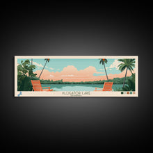 Load image into Gallery viewer, Alligator Lake Florida Framed Canvas Print, Panoramic Travel Poster, Pop Art, Midcentury Modern Wall Art, Scenic Bedroom Decor