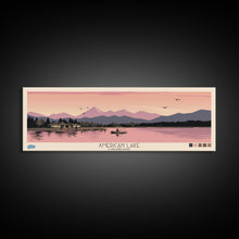 Load image into Gallery viewer, American Lake Colorado Framed Canvas Print, Panoramic Travel Poster, Pop Art, Midcentury Modern Wall Art, Scenic Bedroom Art