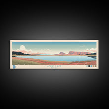 Load image into Gallery viewer, Angel Lake Nevada Framed Canvas Print, Panoramic Wall Art, Midcentury Modern, Pop Art, Travel Poster, Scenic Lake House Art