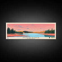 Load image into Gallery viewer, Angostura Reservoir South Dakota Framed Canvas Print, Panoramic Travel Poster, Midcentury Modern Wall Art, Pop Art, Lake House Decor