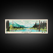 Carregar imagem no visualizador da galeria, Avalanche Lake Montana Framed Canvas Print, Panoramic Wall Art, Midcentury Modern, Pop Art, Travel Poster, Scenic Living Room Art