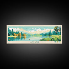 Load image into Gallery viewer, Banks Lake Washington Framed Canvas Print, Panoramic Wall Art, Midcentury Modern, Pop Art, Travel Poster, Scenic Lake House Art
