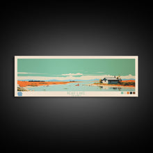 Load image into Gallery viewer, Bear Lake North Slope Alaska Framed Canvas Print, Panoramic Travel Poster, Midcentury Modern Wall Art, Pop Art, Lake House Decor, Nature Art