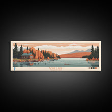 Load image into Gallery viewer, Bear Lake Utah Idaho Framed Canvas Print, Panoramic Travel Poster, Midcentury Modern Wall Art, Pop Art, Nature Living Room Art, Lake House Decor