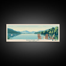 Load image into Gallery viewer, Beech Fork Lake West Virginia Framed Canvas Print, Panoramic Wall Art, Midcentury Modern, Pop Art, Travel Poster, Scenic Lake House Decor, Bedroom Art