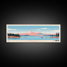 Load image into Gallery viewer, Big Bear Lake California Framed Canvas Print, Panoramic Wall Art, Midcentury Modern, Pop Art, Travel Poster, Scenic Bedroom Art, Living Room Decor