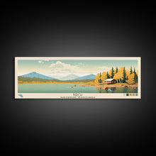 Load image into Gallery viewer, Birch Northwest Territories Framed Canvas Print, Panoramic Wall Art, Midcentury Modern, Pop Art, Travel Poster, Scenic Living Room Decor, Lake House Art