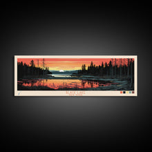 Load image into Gallery viewer, Black Lake New York Framed Canvas Print, Panoramic Wall Art, Midcentury Modern, Pop Art, Travel Poster, Scenic Living Room Art, Lake House Decor