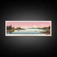 Load image into Gallery viewer, Blackwater Lake Northwest Territories Framed Canvas Print, Panoramic Wall Art, Midcentury Modern, Pop Art, Travel Poster, Scenic Living Room Art, Lake House Decor