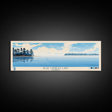 Load image into Gallery viewer, Blue Cypress Lake Florida Framed Canvas Print, Panoramic Wall Art, Midcentury Modern, Pop Art, Travel Poster, Scenic Living Room Art, Lake House Decor