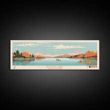 Load image into Gallery viewer, Boone Lake Rhode Island Framed Canvas Print, Panoramic Travel Poster, Midcentury Modern Wall Art, Pop Art, Nature Bedroom Decor, Scenic Lake House Art