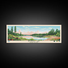 Load image into Gallery viewer, Bowdish Lake Rhode Island Framed Canvas Print, Panoramic Travel Poster, Midcentury Modern Wall Art, Pop Art, Nature Bedroom Decor, Scenic Lake House Art