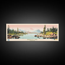 Load image into Gallery viewer, Bradley Lake Wyoming Framed Canvas Print, Midcentury Modern Panoramic Wall Art, Living Room Decor, Pop Art, Travel Poster Art