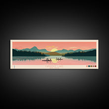 Carregar imagem no visualizador da galeria, Canadice Lake New York Framed Canvas Print, Pop Art Panoramic Travel Poster, Midcentury Modern, Wall Art, Scenic Nature Painting, Bedroom Decor
