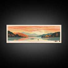 Cargar imagen en el visor de la galería, Cave Run Lake Kentucky Framed Canvas Print, Midcentury Modern Panoramic Wall Art, Living Room Decor, Pop Art, Travel Poster Art, Nature Art, Lake House Decor
