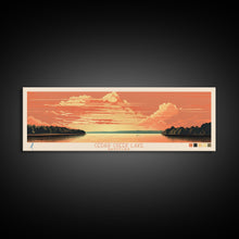 Cargar imagen en el visor de la galería, Cedar Creek Lake Kentucky Framed Canvas Print, Midcentury Modern Panoramic Wall Art, Living Room Decor, Pop Art, Travel Poster Art, Scenic Nature Painting, Lake House Decor