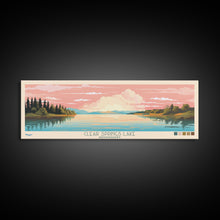 Cargar imagen en el visor de la galería, Clear Springs Lake Mississippi Framed Canvas Print, Pop Art Panoramic Travel Poster, Midcentury Modern, Wall Art, Scenic Nature Painting, Bedroom Decor, Living Room Art