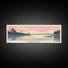 Cargar imagen en el visor de la galería, Columbus Lake Mississippi Framed Canvas Print, Midcentury Modern Panoramic Wall Art, Living Room Decor, Pop Art, Travel Poster Art, Scenic Nature Painting