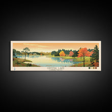 Load image into Gallery viewer, Crystal Lake Connecticut Framed Canvas Print, Pop Art Panoramic Travel Poster, Midcentury Modern, Wall Art, Scenic Nature Painting, Bedroom Decor, Living Room Art
