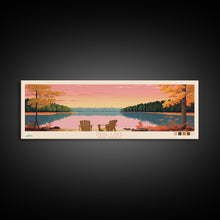 Load image into Gallery viewer, Deal Lake New Jersey Framed Canvas Print, Midcentury Modern Panoramic Wall Art, Living Room Decor, Pop Art, Travel Poster Art, Scenic Nature Painting