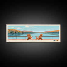 Load image into Gallery viewer, Deep Creek Lake Maryland Framed Canvas Print, Midcentury Modern Panoramic Wall Art, Living Room Decor, Pop Art, Travel Poster Art, Scenic Nature Painting