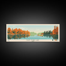 Load image into Gallery viewer, East Fork Lake Ohio Framed Canvas Print, Panoramic Wall Art, Midcentury Modern, Pop Art, Bedroom Decor, Travel Poster, Artistic Lake Painting