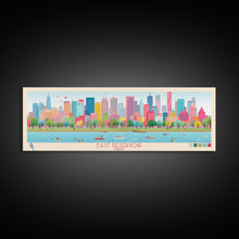 Load image into Gallery viewer, East Reservoir Ohio Framed Canvas Print, Panoramic Art, Midcentury Modern, Pop Art, Bedroom Wall Decor, Travel Poster, Lake View Art