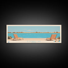 Load image into Gallery viewer, El Dorado Lake Kansas Framed Canvas Print, Panoramic Wall Art, Midcentury Modern, Pop Art, Living Room Art, Travel Poster, Vintage Lake Art