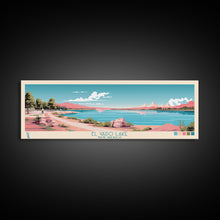 Load image into Gallery viewer, El Vado Lake New Mexico Framed Canvas Print, Panoramic Art, Midcentury Modern, Pop Art, Bedroom Decor, Travel Poster, Serene Lake Art