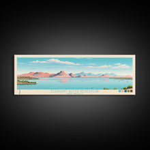 Load image into Gallery viewer, Elephant Butte Reservoir New Mexico Framed Canvas Print, Panoramic Wall Art, Midcentury Modern, Pop Art, Living Room Decor, Travel Poster, Lake Art