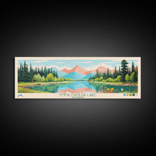 Load image into Gallery viewer, Emma Matilda Lake Wyoming Framed Canvas Print, Panoramic Wall Art, Midcentury Modern, Pop Art, Bedroom Decor, Travel Poster, Nature Painting