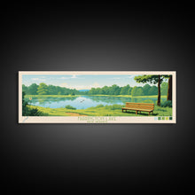 Carregar imagem no visualizador da galeria, Farrington Lake New Jersey Framed Canvas Print, Panoramic Art, Midcentury Modern, Pop Art, Living Room Wall Art, Travel Poster, Nature Art, Home Decor