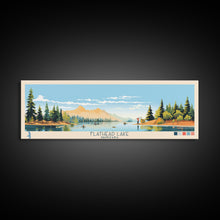 Carregar imagem no visualizador da galeria, Flathead Lake Montana Framed Canvas Print, Panoramic Wall Art, Midcentury Modern, Pop Art, Bedroom Decor, Travel Poster, Nature Painting, Artistic Decor
