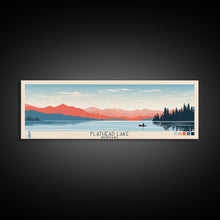 Carregar imagem no visualizador da galeria, Flathead Lake Montana Framed Canvas Print, Panoramic Wall Art, Midcentury Modern, Pop Art, Bedroom Decor, Travel Poster, Nature Art, Artistic Decor