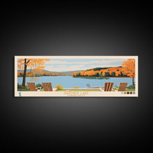 Load image into Gallery viewer, Gardner Lake Connecticut Framed Canvas Print, Panoramic Wall Art, Midcentury Modern, Pop Art, Bedroom Decor, Travel Poster, Lake View, Artistic Decor