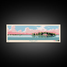 Load image into Gallery viewer, Geist Lake Indiana Framed Canvas Print, Panoramic Art, Midcentury Modern, Pop Art, Living Room Decor, Travel Poster, Nature Art, Wall Art