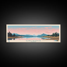 Carregar imagem no visualizador da galeria, Glendo Reservoir Wyoming Framed Canvas Print, Panoramic Art, Midcentury Modern, Pop Art, Bedroom Decor, Travel Poster, Nature Painting, Home Decor