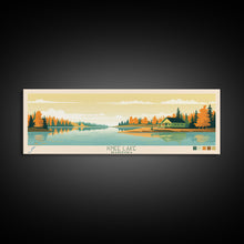Load image into Gallery viewer, Knee Lake Manitoba Framed Canvas Print, Panoramic Wall Art, Midcentury Modern, Pop Art, Bedroom Art, Travel Poster, Lake House Art