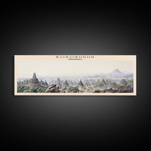 Load image into Gallery viewer, Borobudur Travel Poster Print, Framed Canvas Print, COUNTRY Travel Art, Wood Framed Art, Wall Hanging, Home Decor